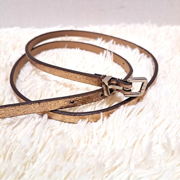 Express Skinny Gold Shimmer Belt - Picture 1 of 6